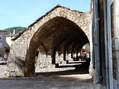The arches in the market square at Nant - Castel de Cantobre Gîtes, Aveyron, France